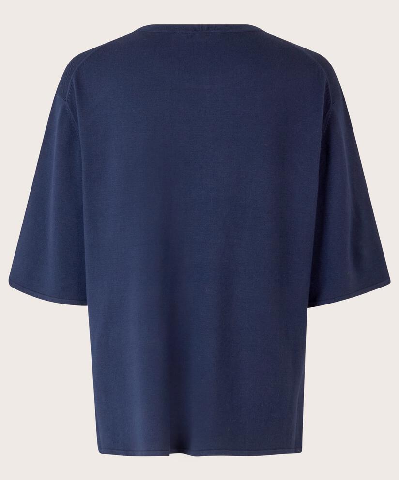 top en maille à manches courtes, Maritime Blue