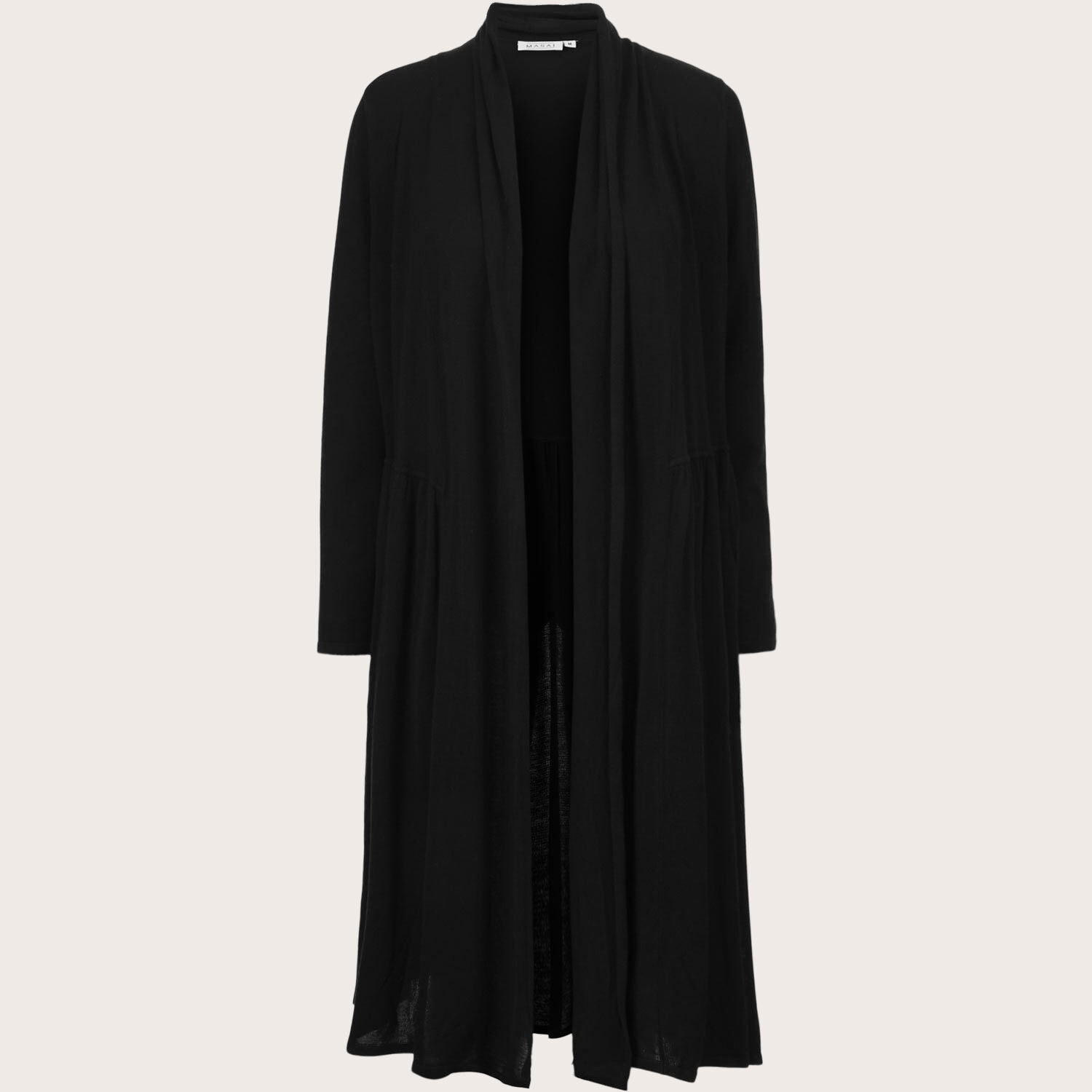 long cardigan avec plis au dos, Black