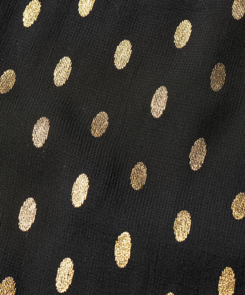 robe légère transparente à pois dorés et drapés, Black