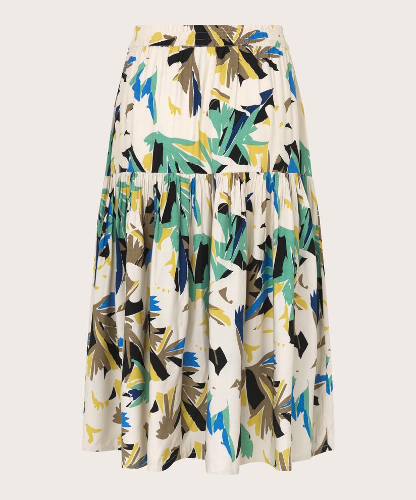 jupe en viscose imprimée avec taille élastique, Dusky Green