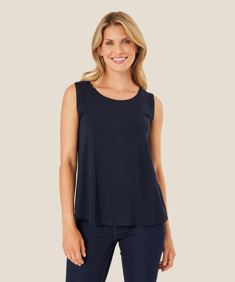 Top En Jersey Sans Manches À Col Rond, Navy