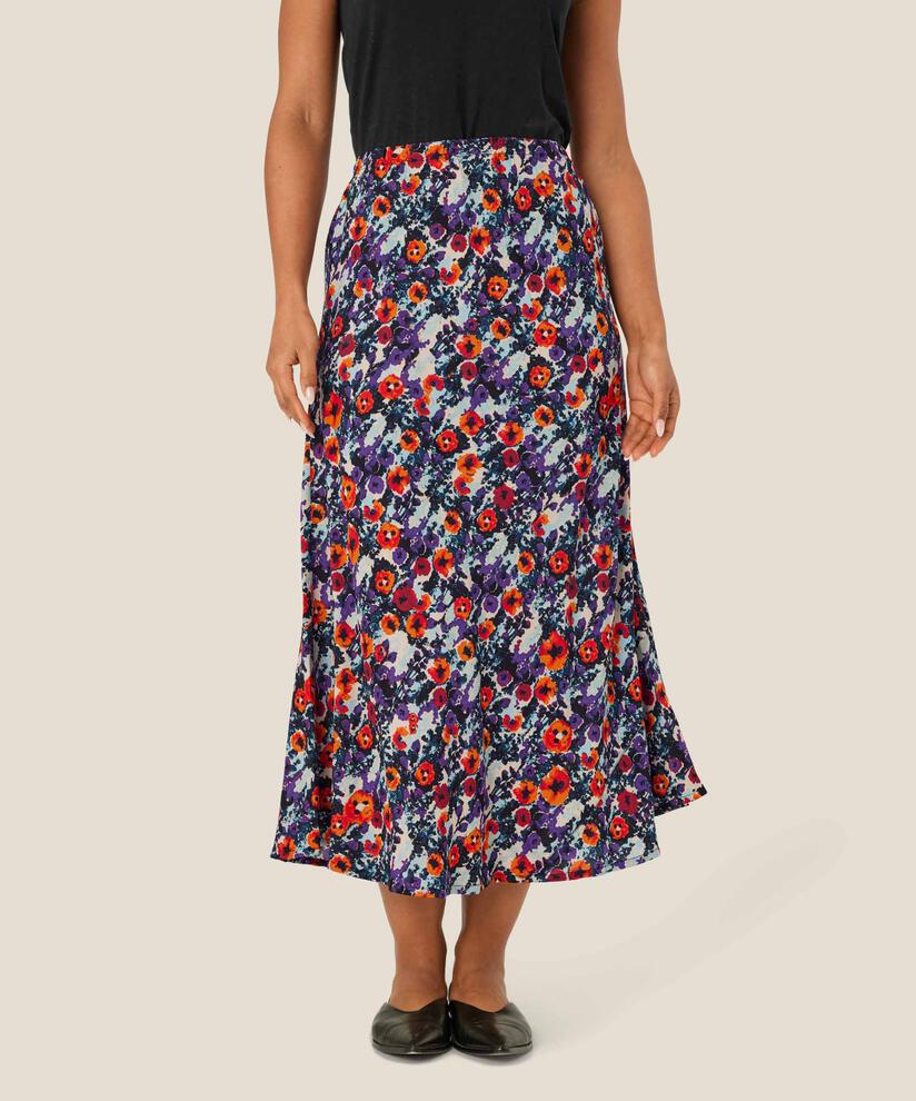 jupe en viscose fleurie avec taille élastique, Meadow Violet