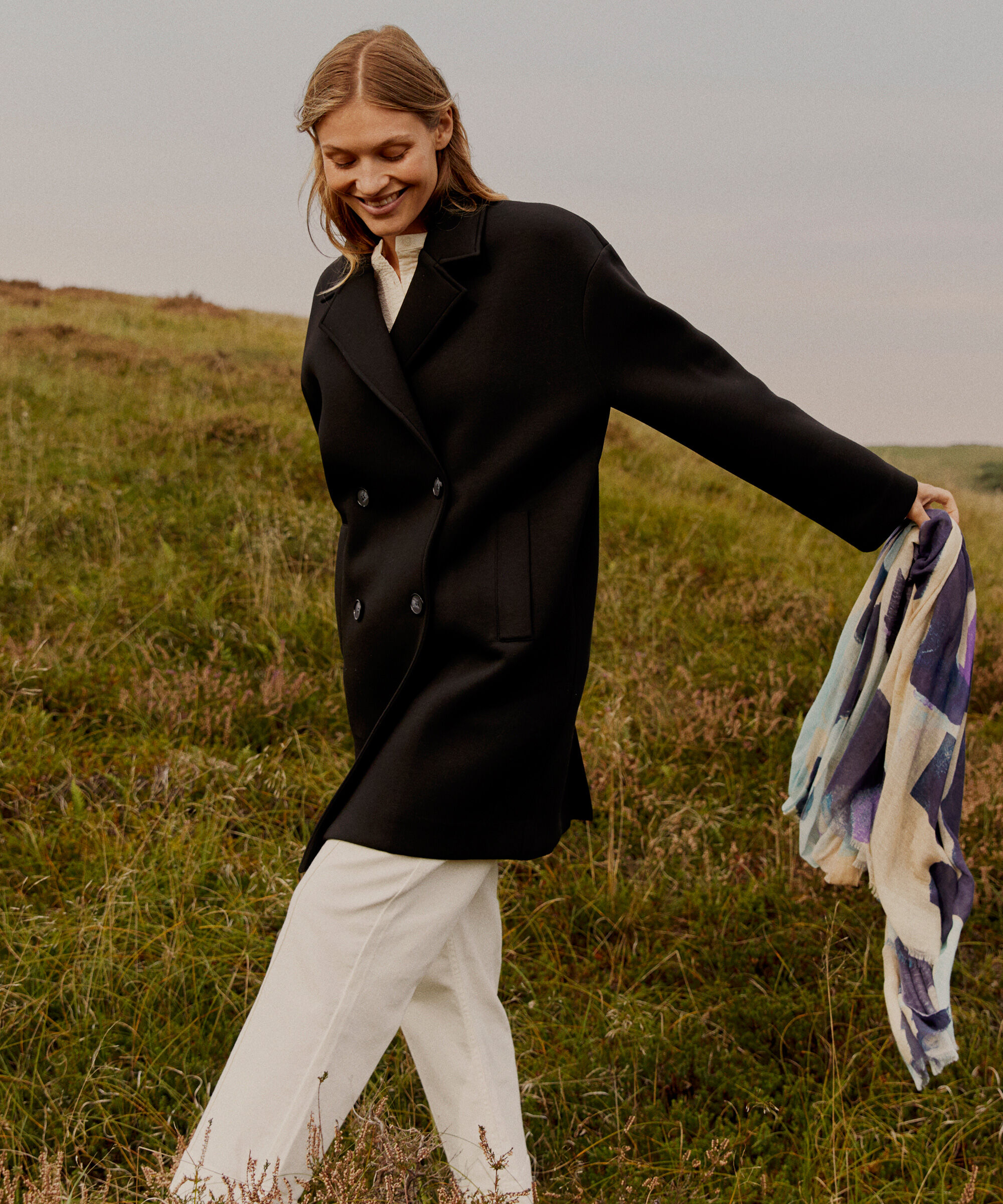 manteau classique avec fermeture à double boutonnage, Black