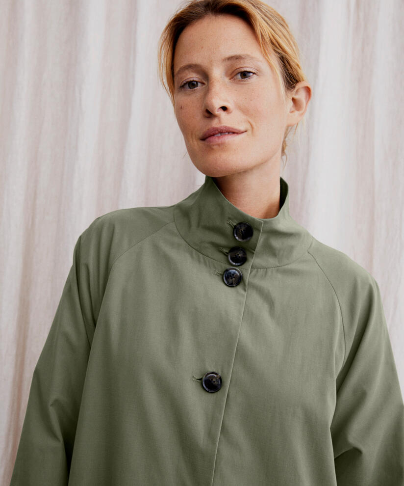 manteau avec boutons et col montant, Vetiver