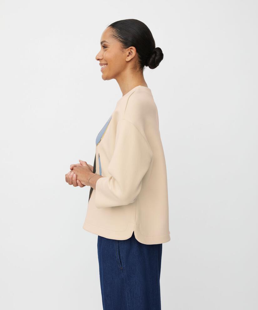 Sweat-shirt Doux Avec Impimé, Fog