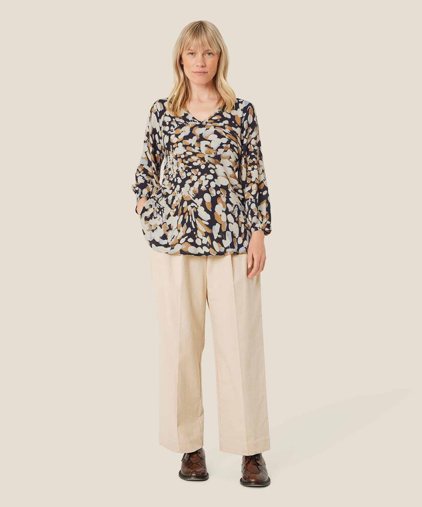 blouse en viscose imprimée à col v, Chipmunk