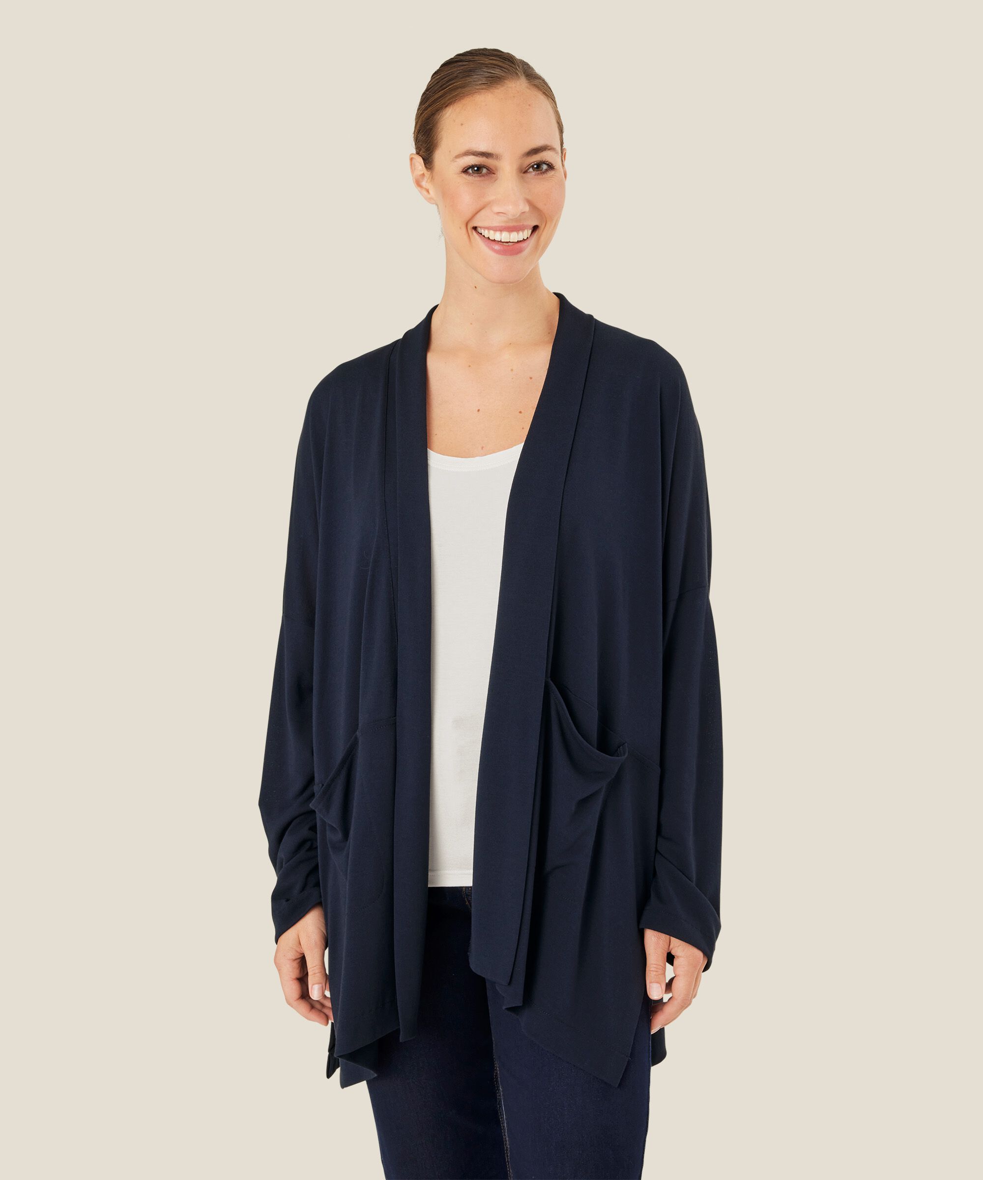 Cardigan en jersey avec poches, Navy