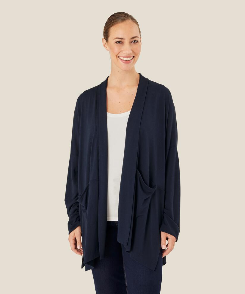 Cardigan en jersey avec poches, Navy