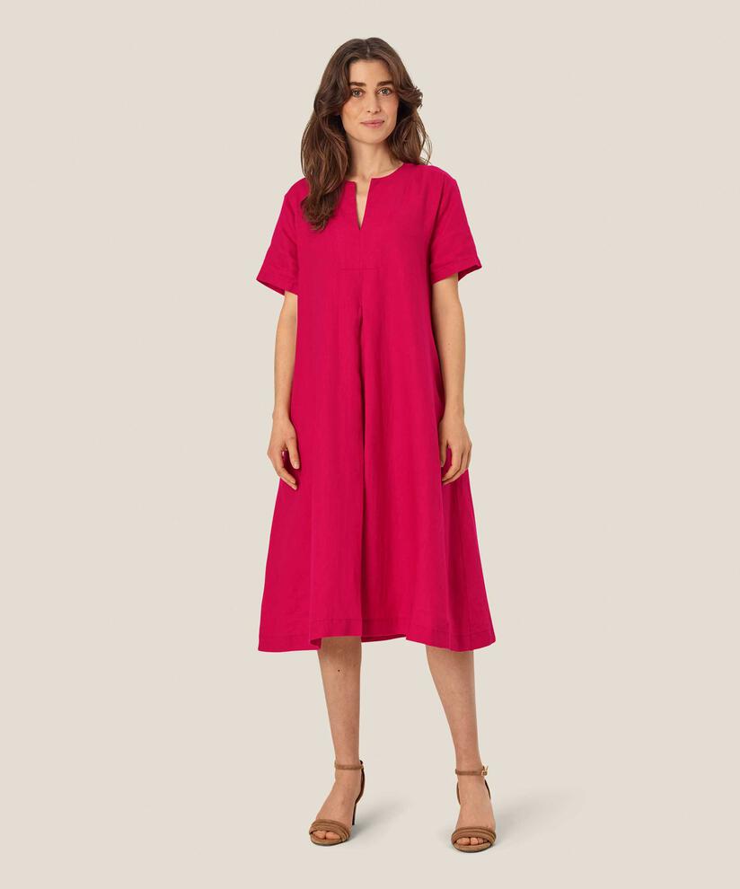 robe en lin à manches courtes avec poches fendues, Persian Red