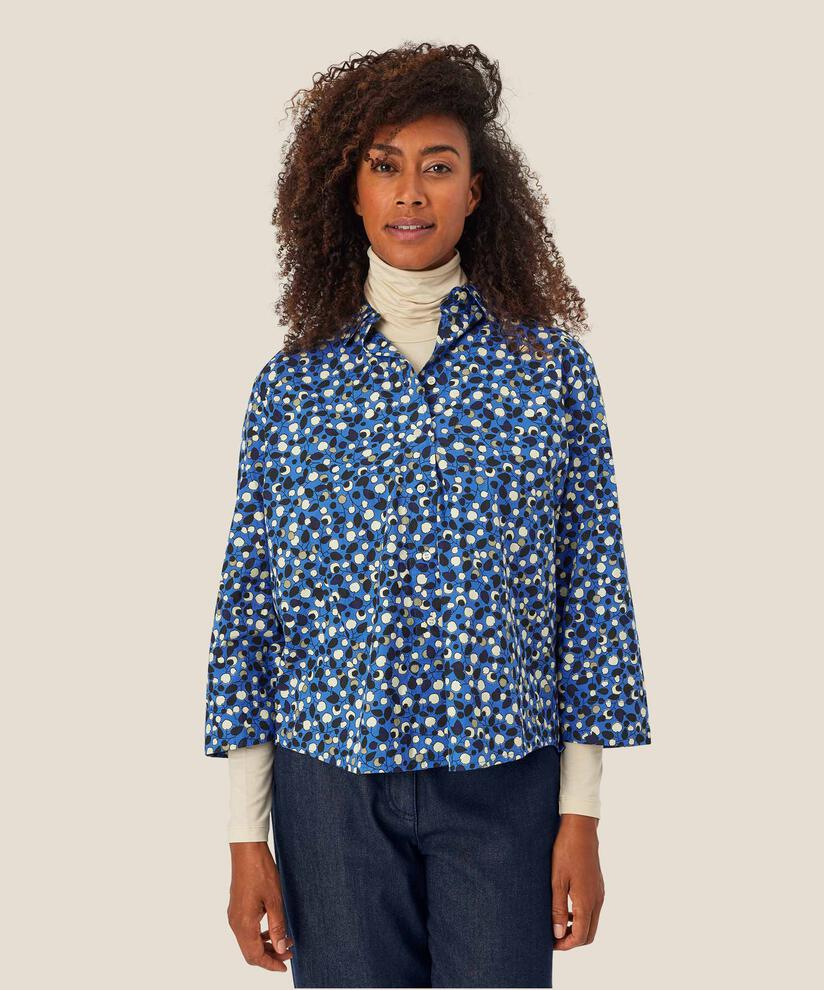 chemise en coton imprimé à manches 3/4, Federal Blue