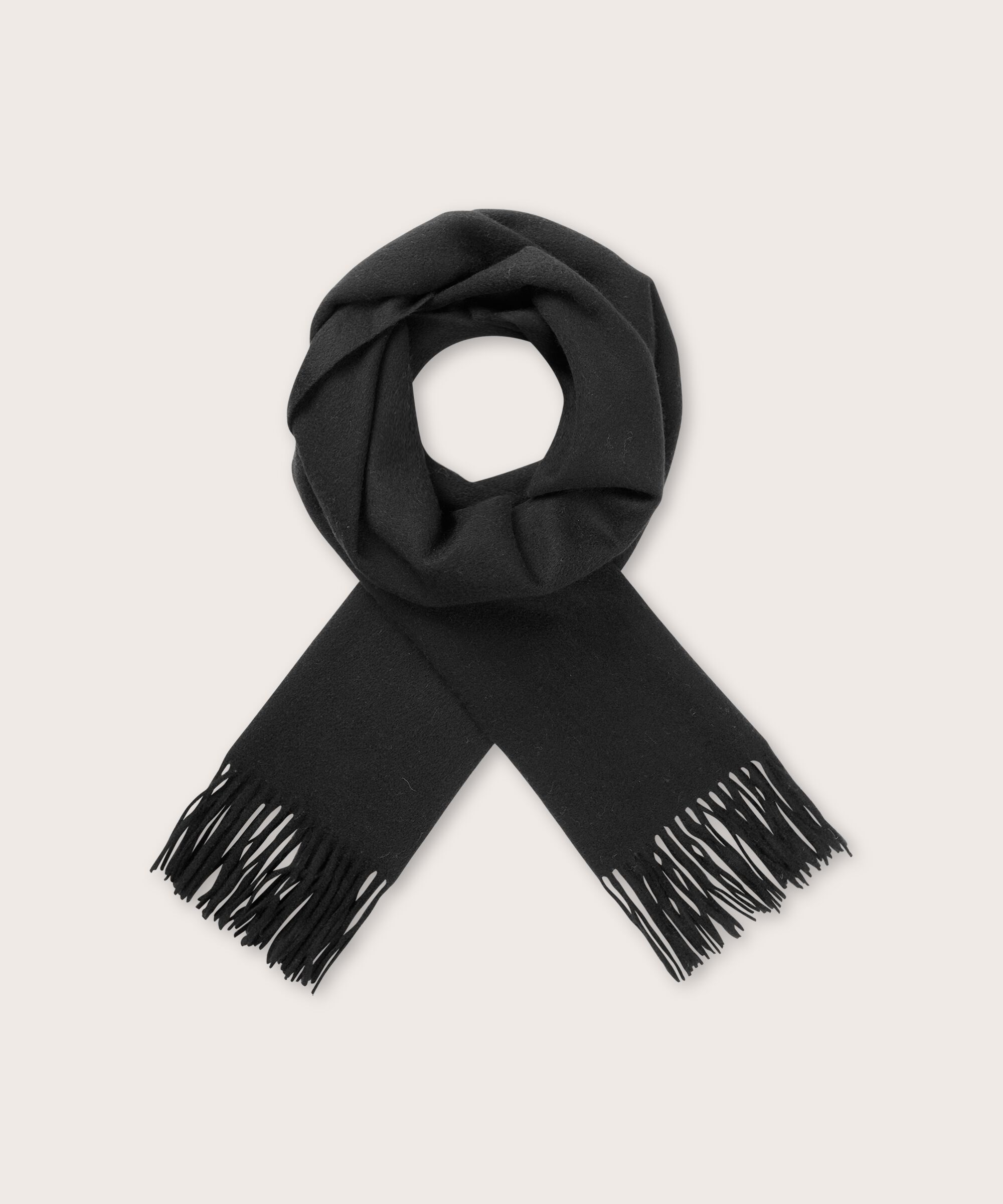 grande écharpe en laine à franges, Black