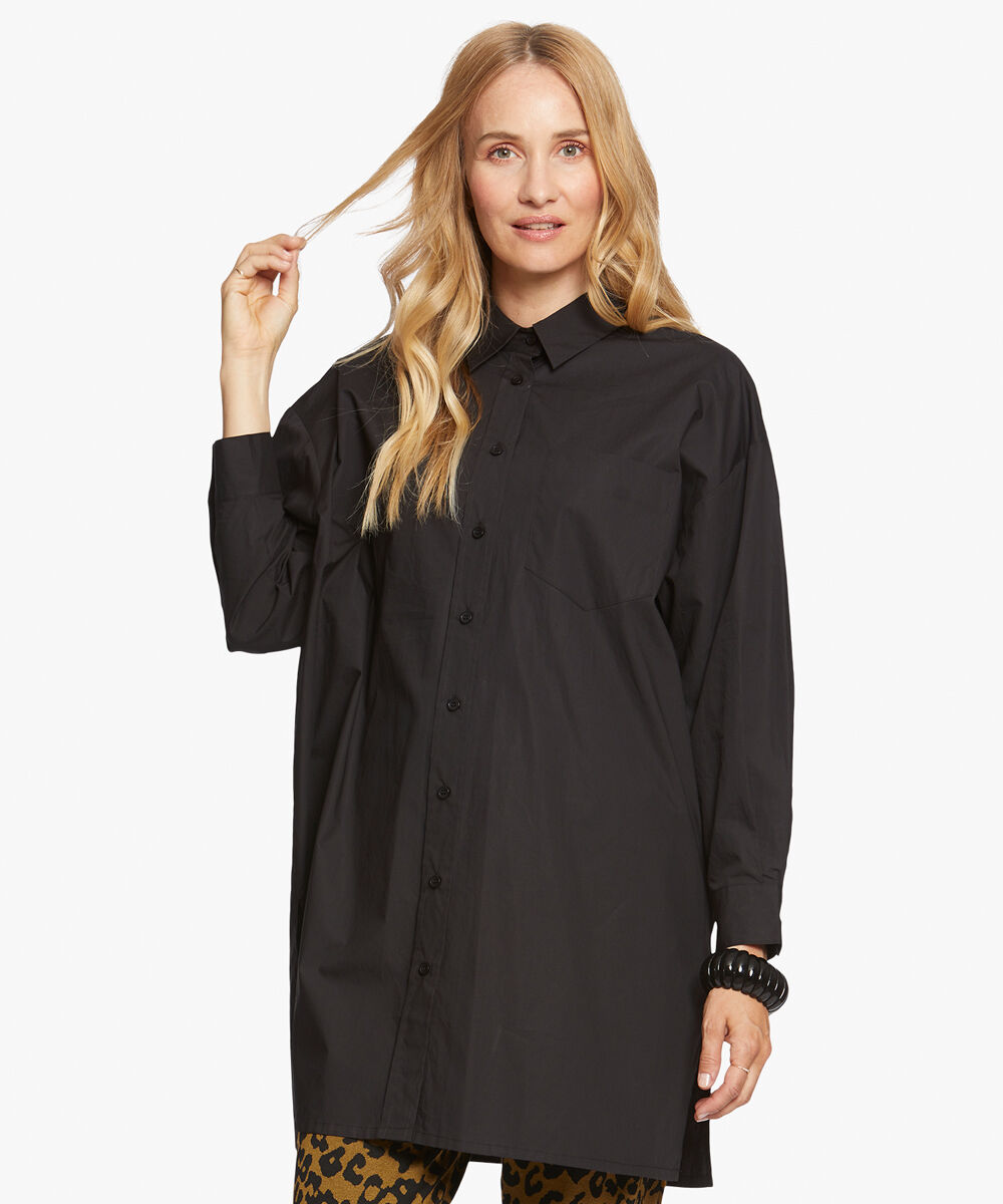 chemise boutonn&eacute;e en coton, Black