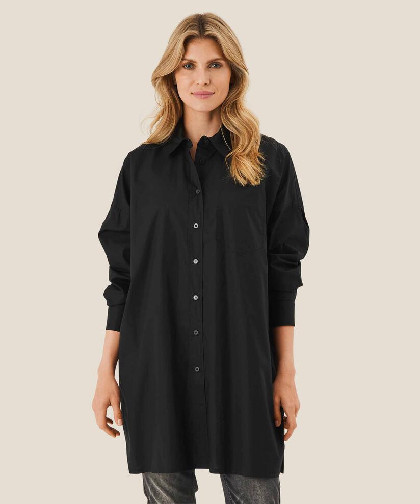 chemise boutonnée en coton, Black