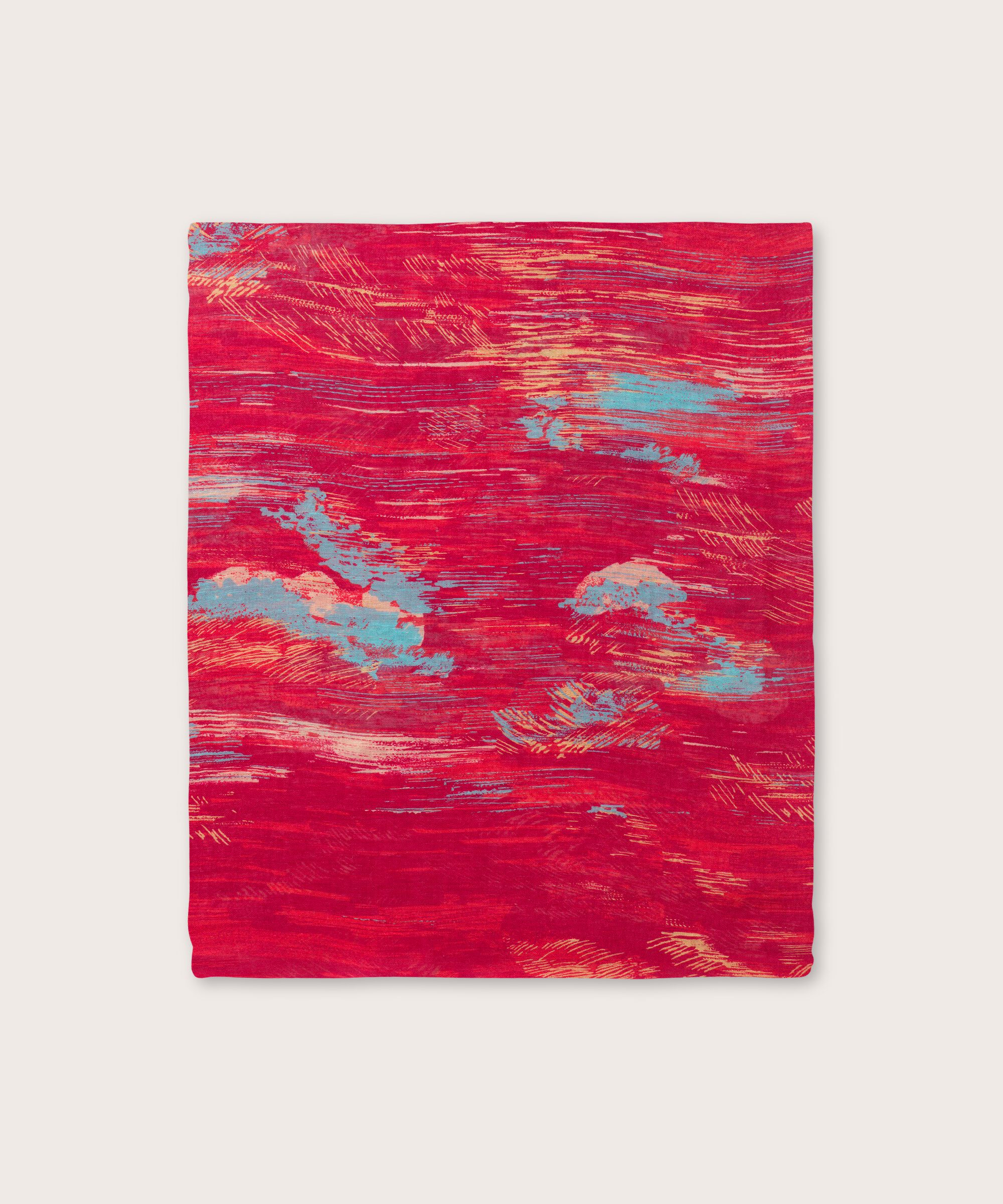 écharpe en mélange de lin à motifs, Persian Red