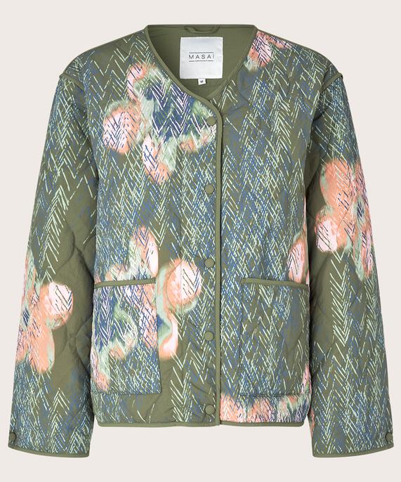 veste matelassée à motifs avec fermeture boutonnée, D. Lichen Green