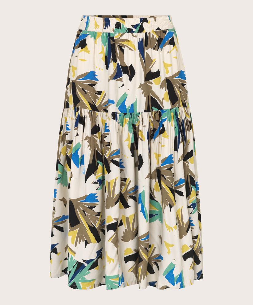 jupe en viscose imprimée avec taille élastique, Dusky Green