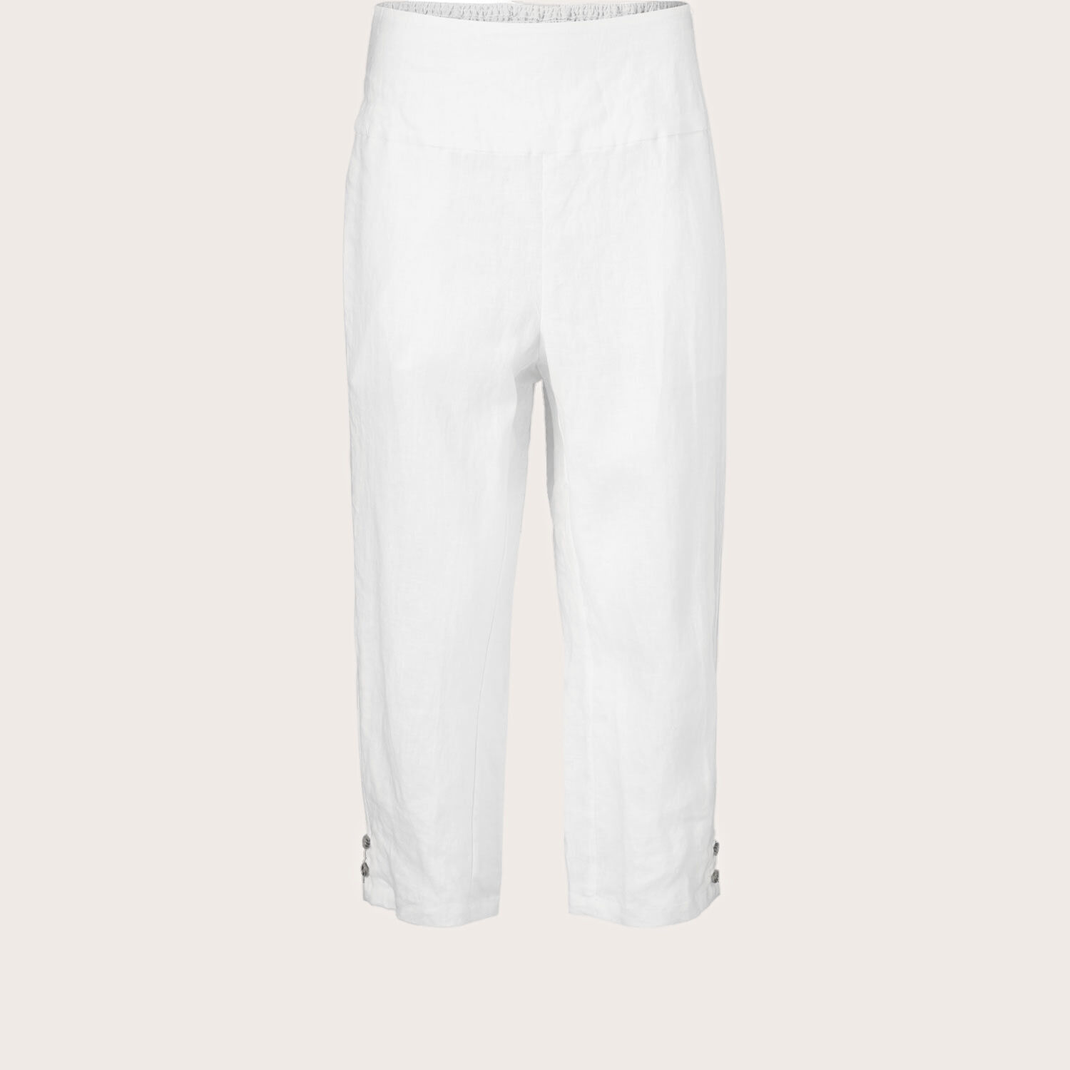 pantalon en lin avec large &eacute;lastique smock&eacute; au dos, White