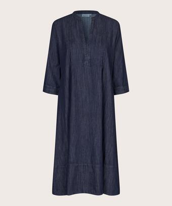 robe en jean à col en V profond, Dark Denim