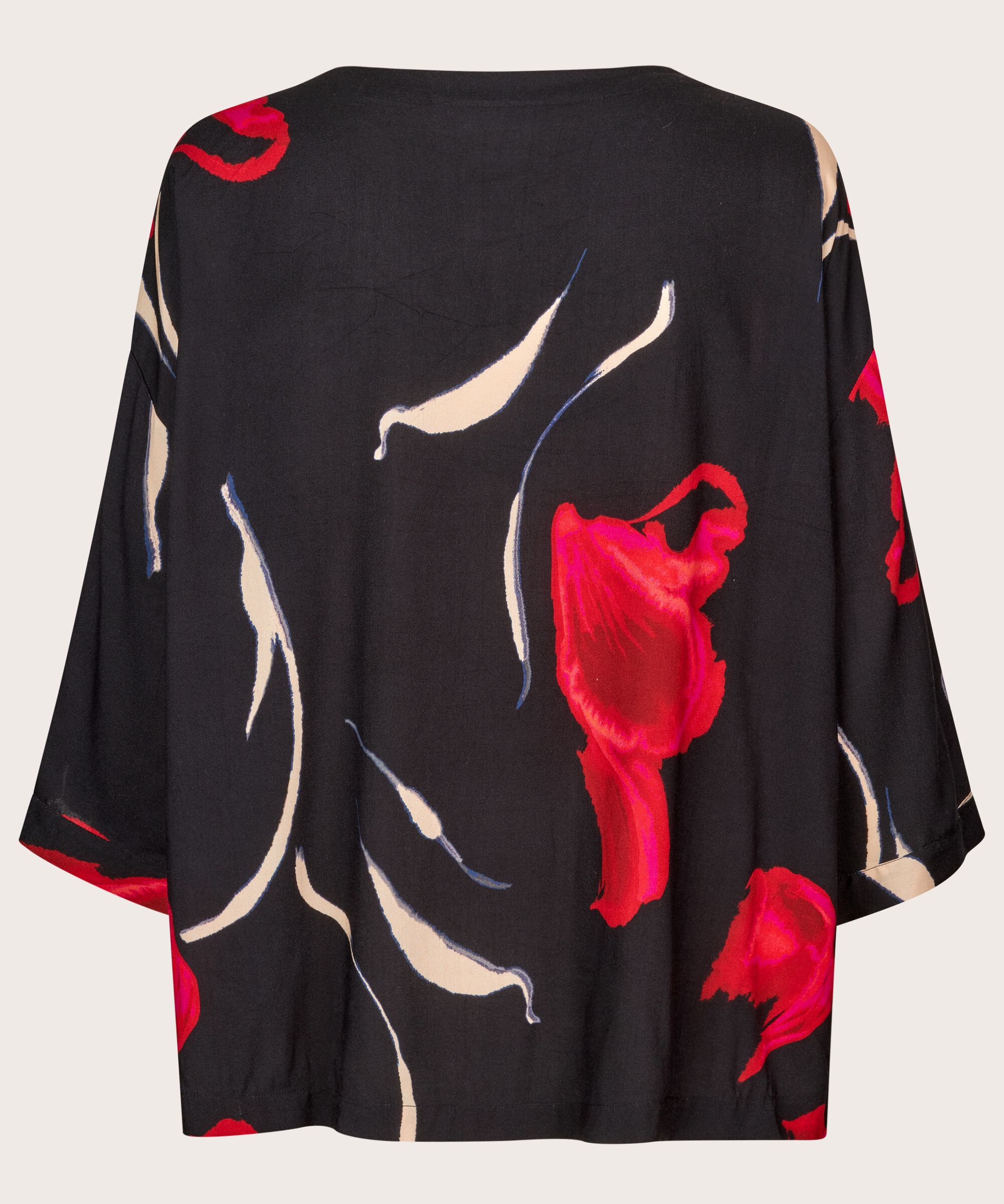 Blouse En Viscose À Manches 3/4, Haute Red
