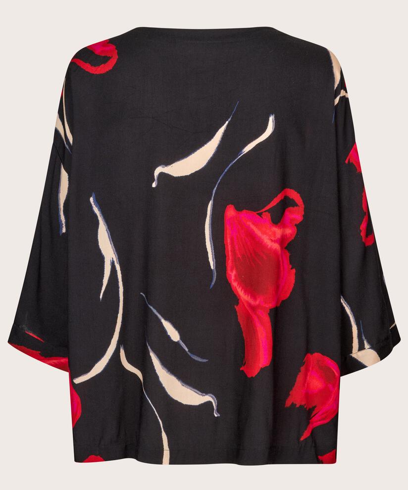 Blouse En Viscose À Manches 3/4, Haute Red