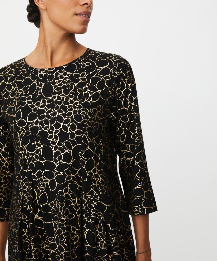 Robe En Jersey Imprimé Avec Plis Devant, Gold