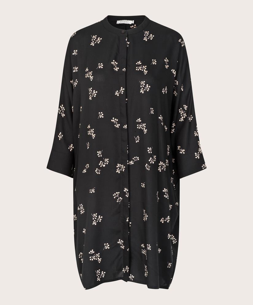 Robe Chemise À Motif En Viscose, Black