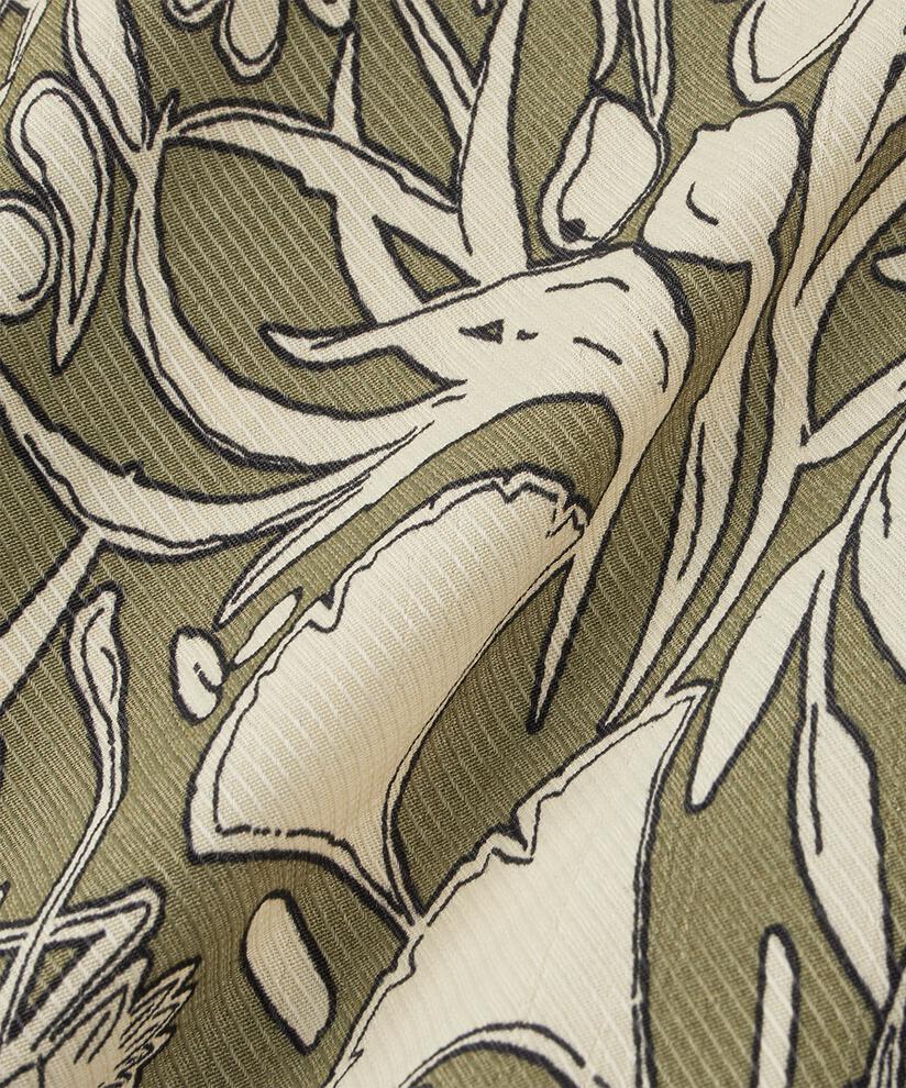 Top En Viscose À Motif À Manches Trois-quarts, D. Lichen Green