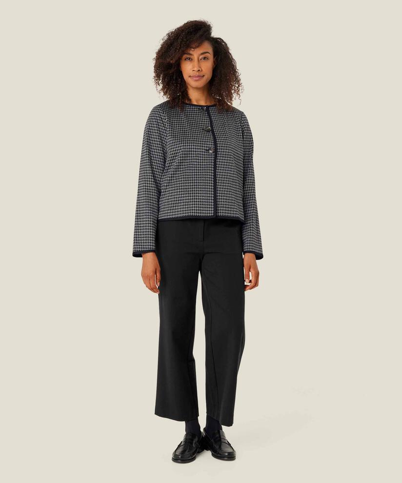 veste en jersey à carreaux avec boutons, Black