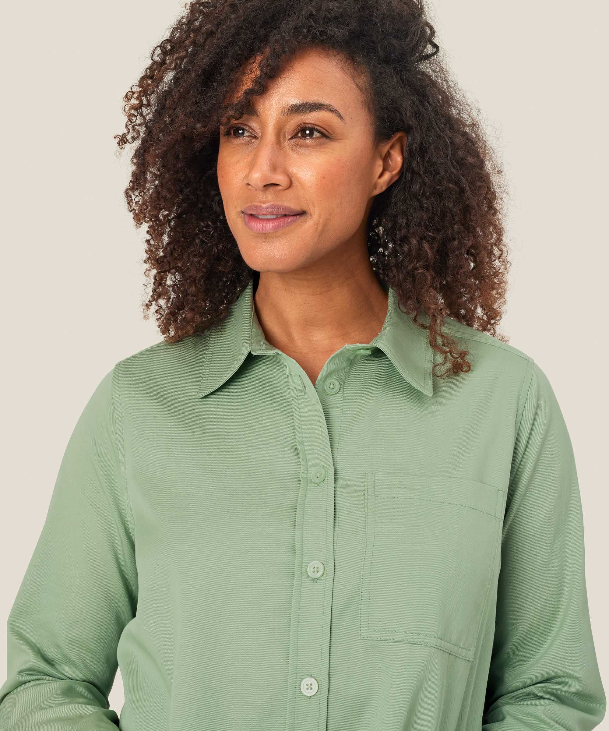chemise en coton mélangé avec dos plus long, Frosty Green