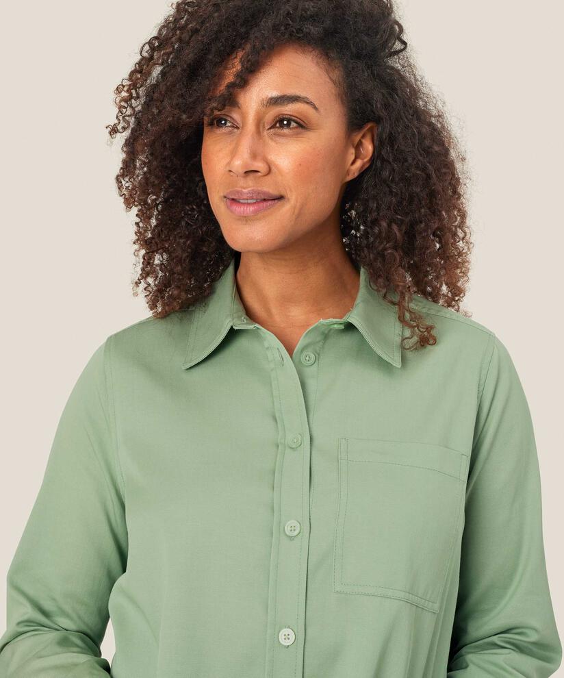 chemise en coton mélangé avec dos plus long, Frosty Green