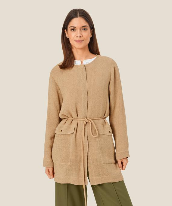 veste bouclée avec liens à la taille, Safari