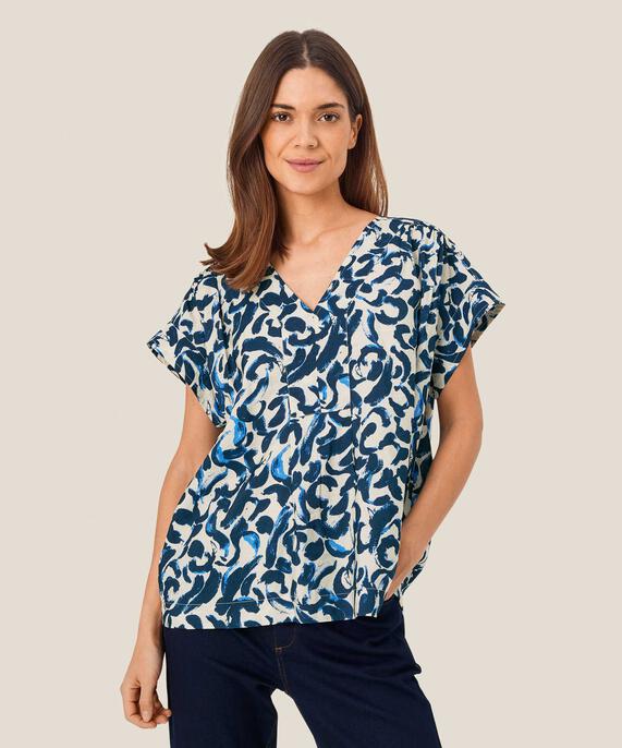 blouse à motif en viscose, Ultramarine