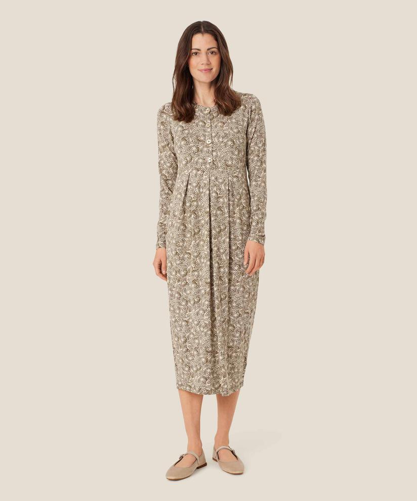 robe tulipe avec boutons au col et poches fendues, Sea Turtle