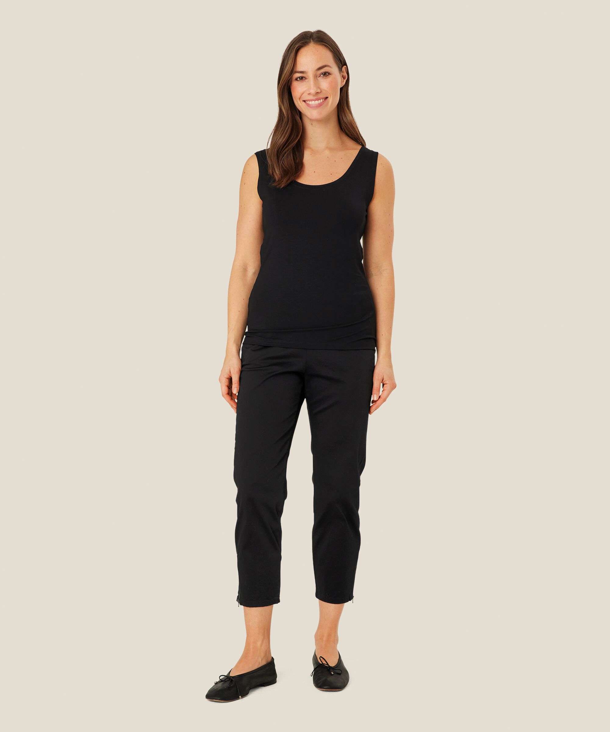 Pantalon À La Cheville En Coton Stretch, Black