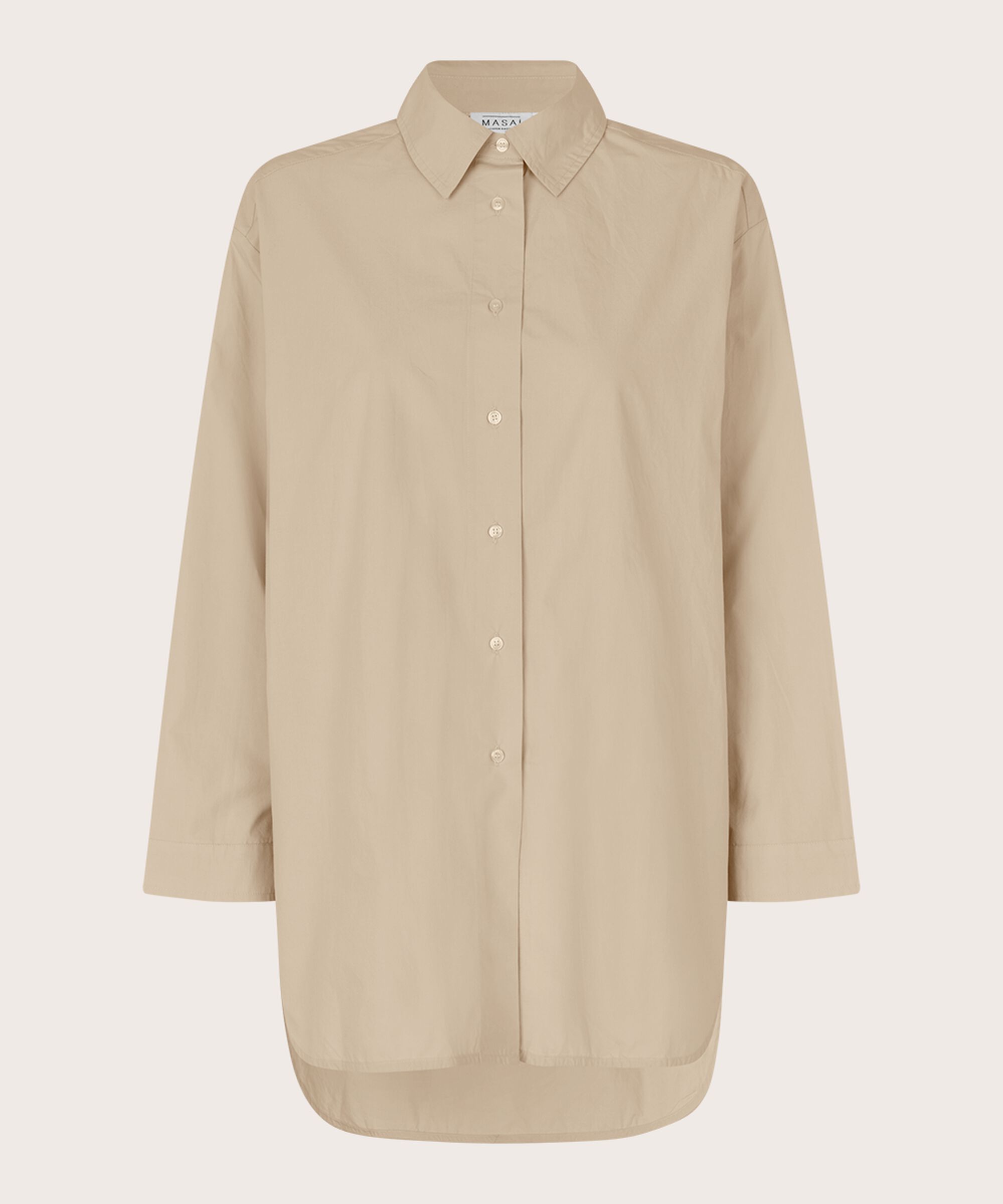 Chemise Classique En Coton À Bords Arrondis, Plaza Taupe