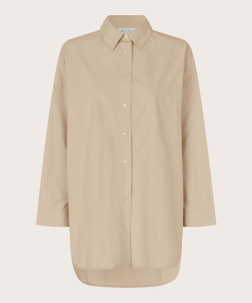 Chemise Classique En Coton À Bords Arrondis, Plaza Taupe