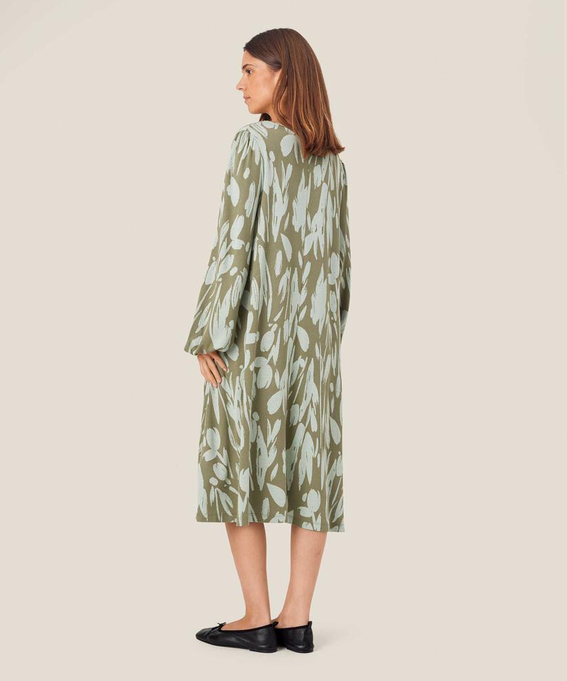 robe en jersey à fleurs à col rond, Frosty Green