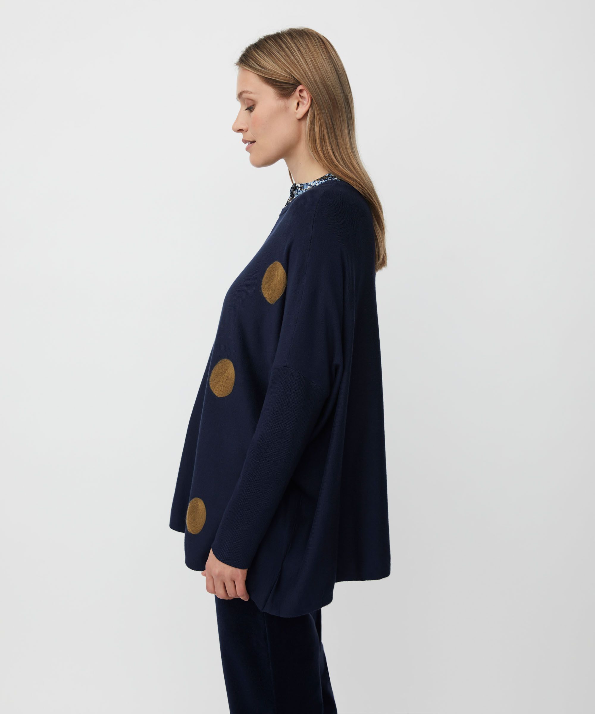 Pull Oversize À Manches Étroites, Navy Blazer