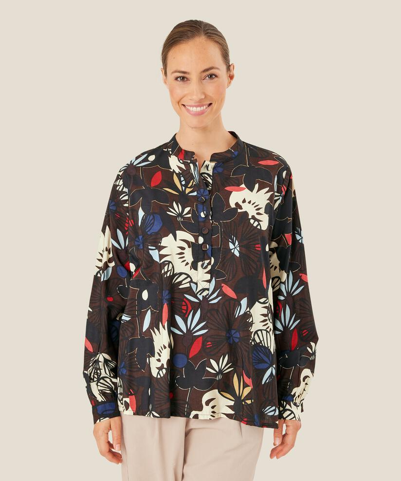 blouse en viscose à boutons, Coffee Bean