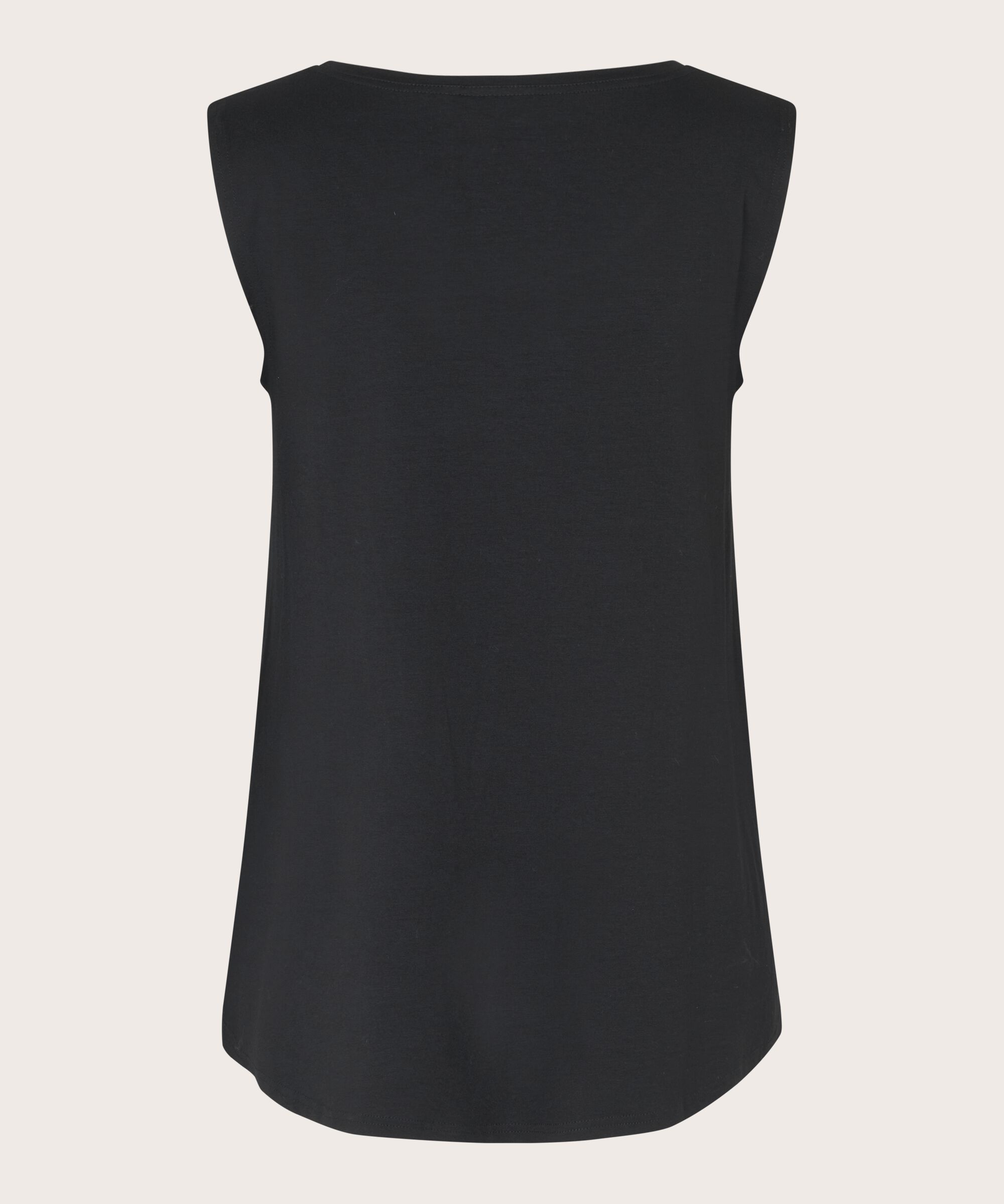 Top En Jersey Sans Manches À Col Rond, Black