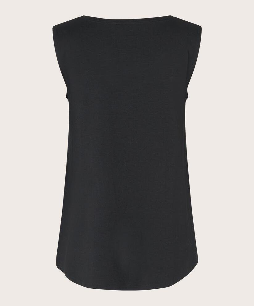 Top En Jersey Sans Manches À Col Rond, Black