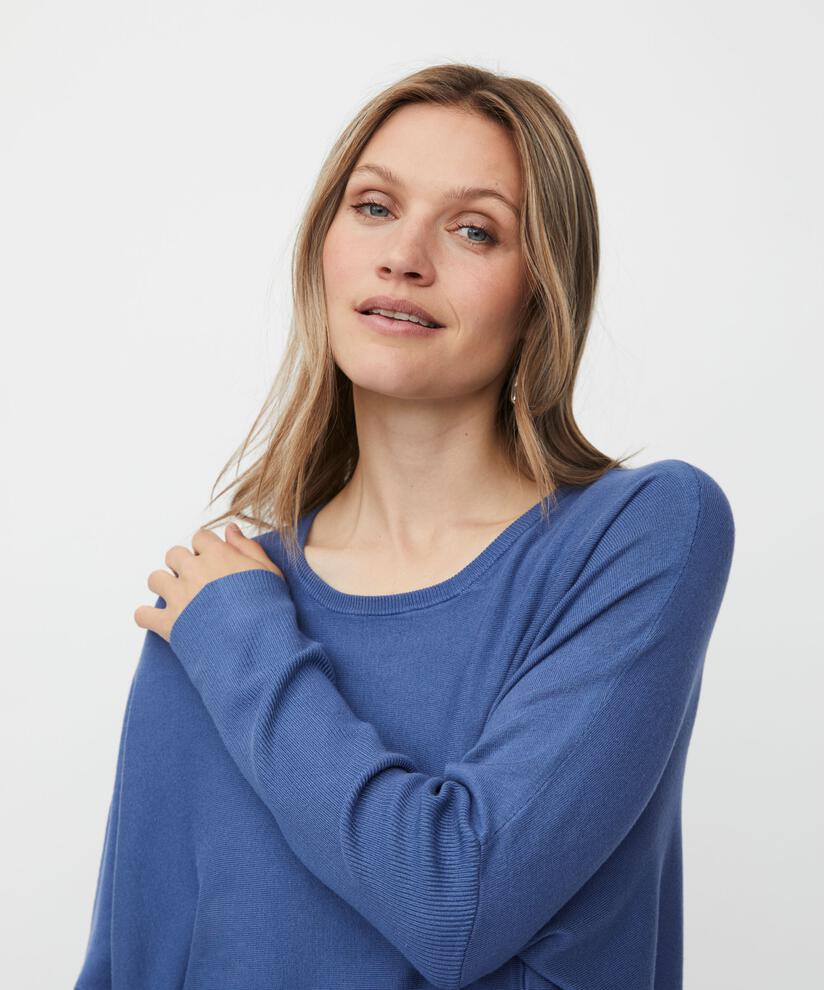 Pull Oversize À Manches Étroites, Bijou Blue