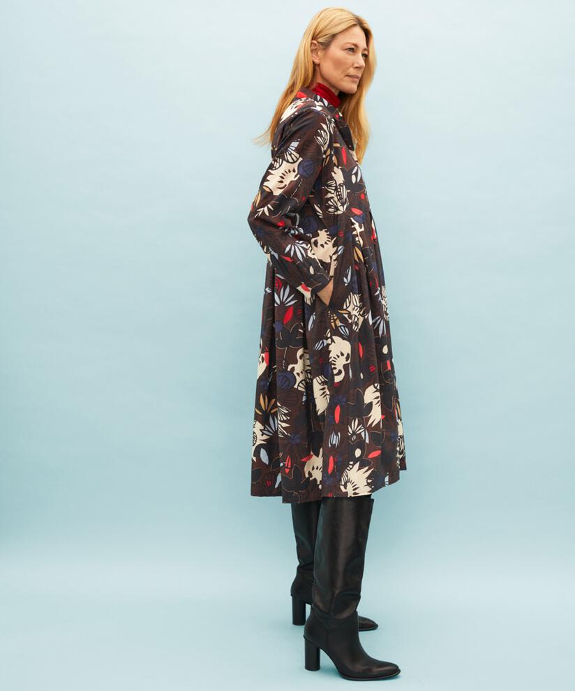 robe en viscose avec boutons et col, Coffee Bean