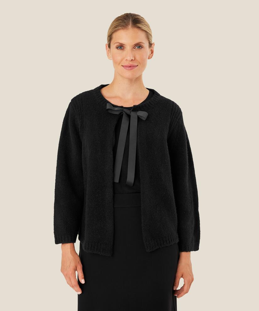 cardigan en laine mélangée avec liens, Black