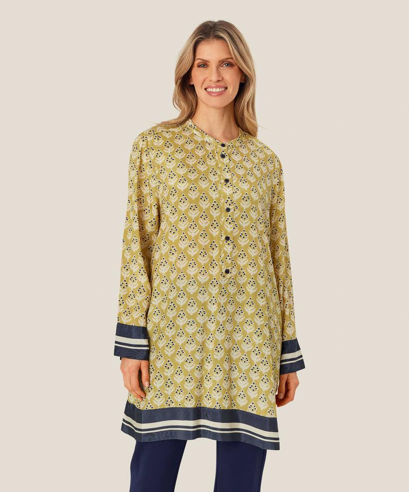 tunique en viscose à manches longues avec patte de boutonnage, Burnish Gold