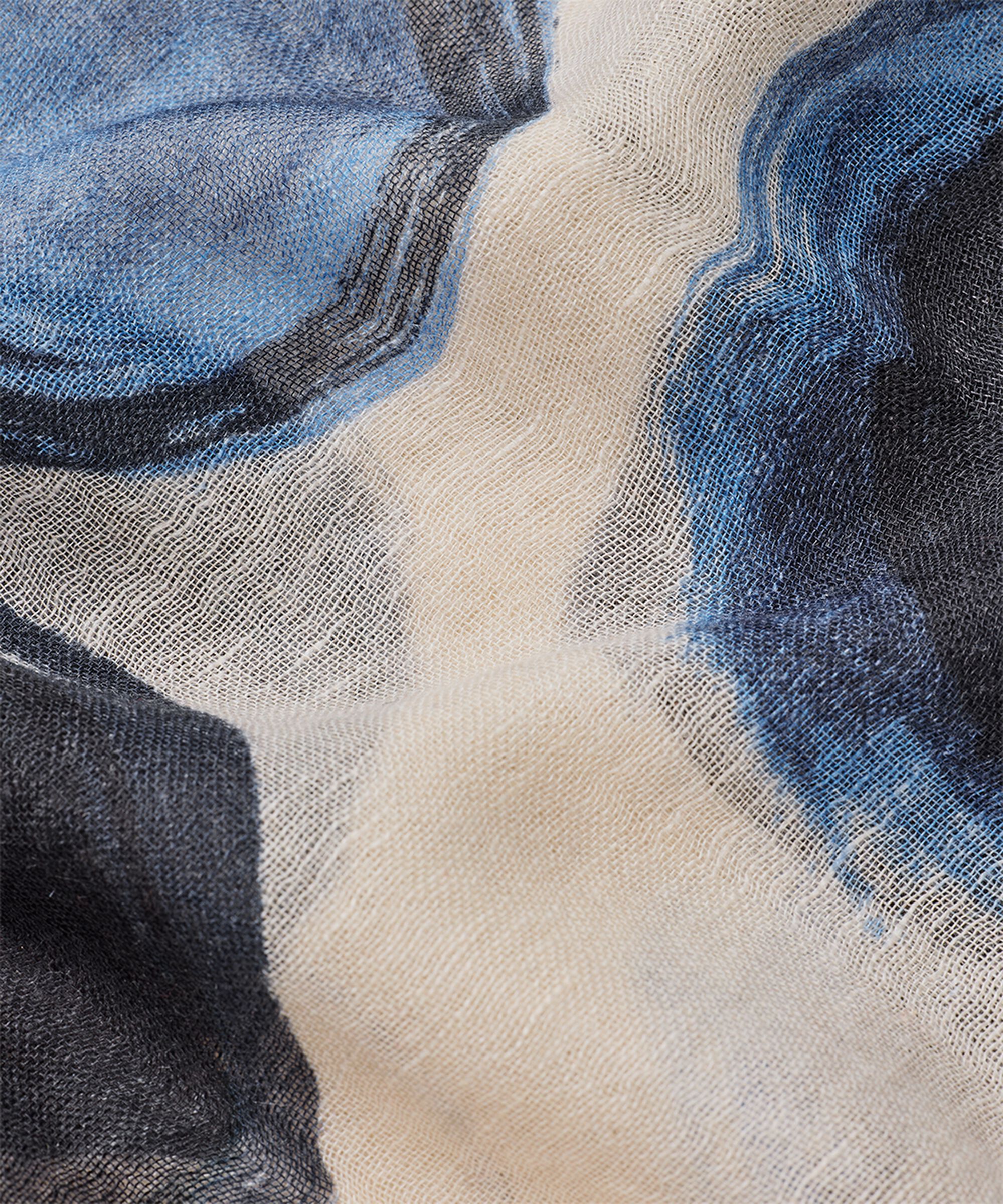 écharpe à motif en mélange de lin, Ultramarine