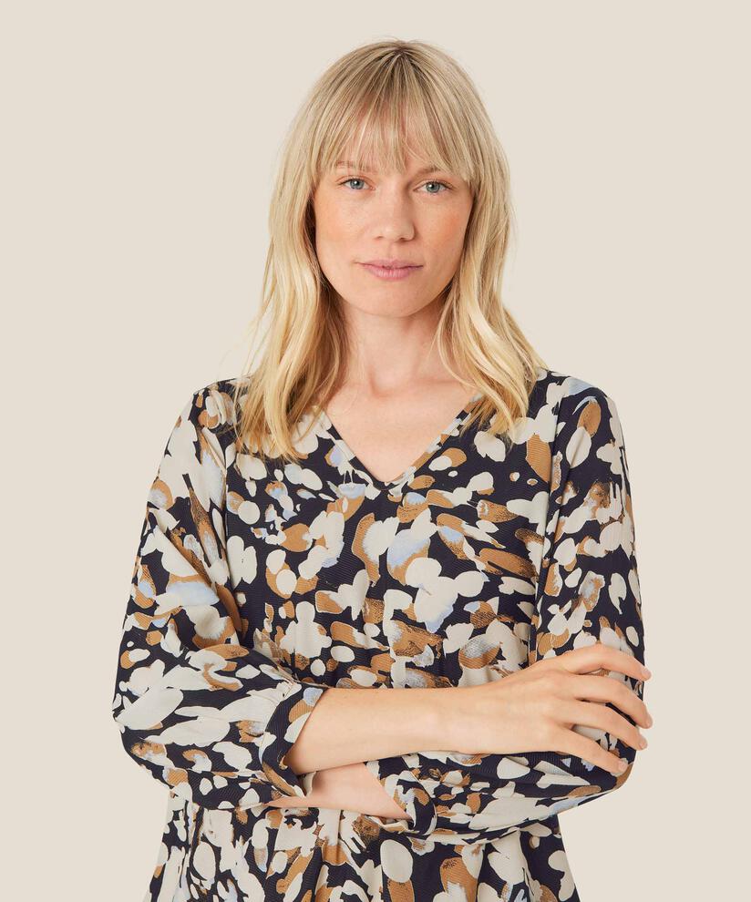 blouse en viscose imprimée à col v, Chipmunk