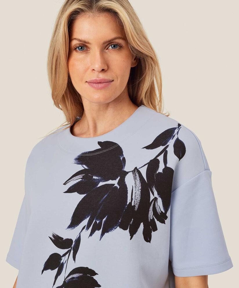 t-shirt avec imprimé floral en qualité sweat-shirt doux, Heather