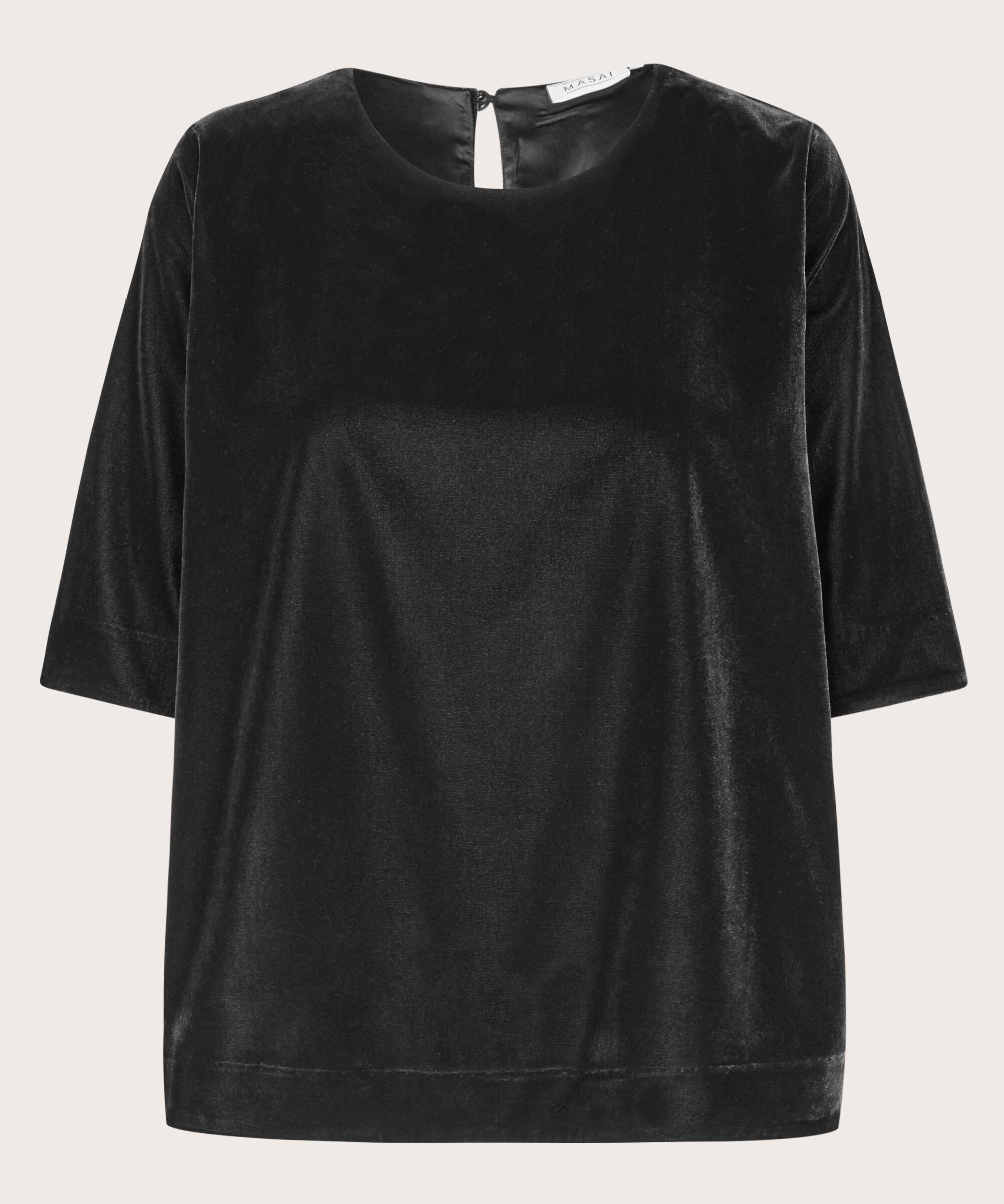 blouse en velours avec bouton, Black