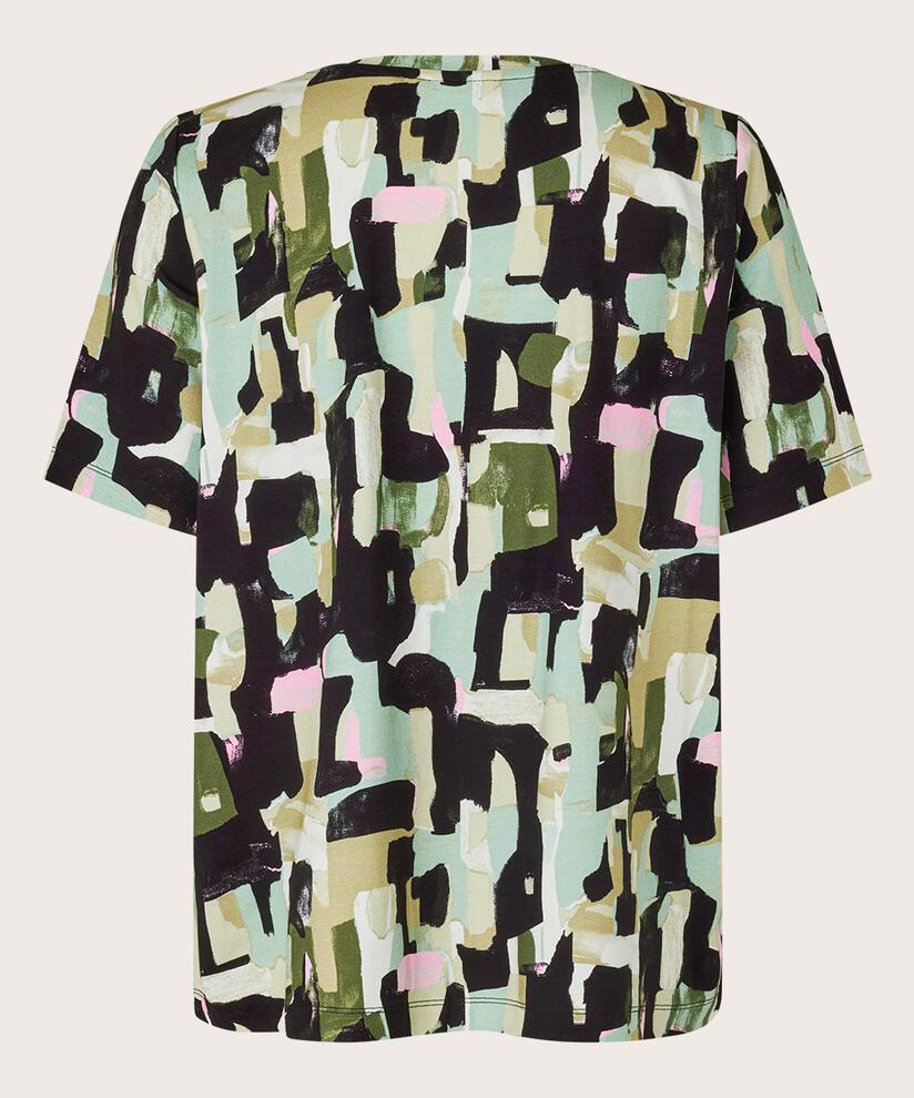 T-shirt Imprimé À Col En V, Frosty Green